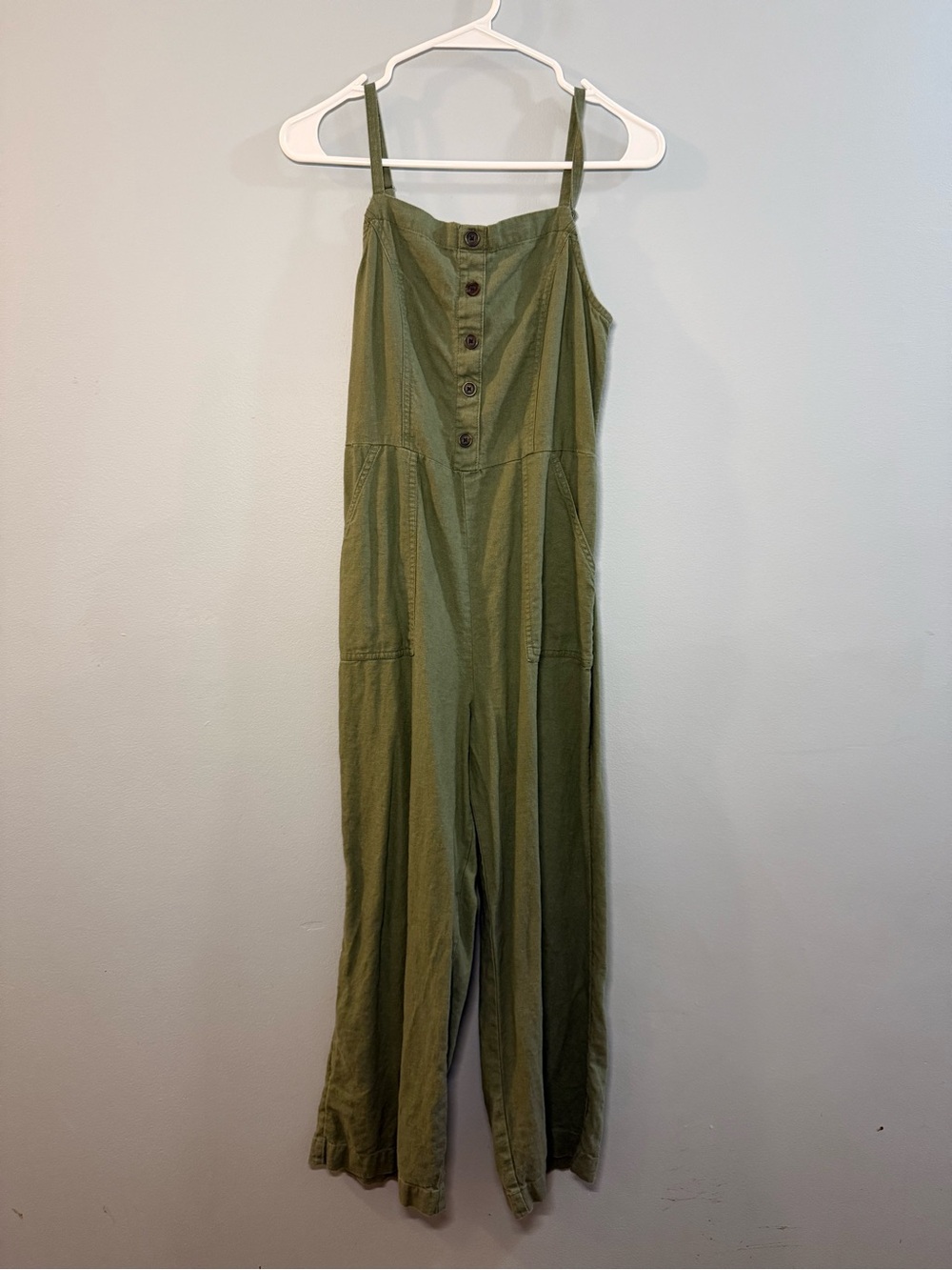 Old Navy Olive Green Button-Front Wide-Leg Jumpsuit